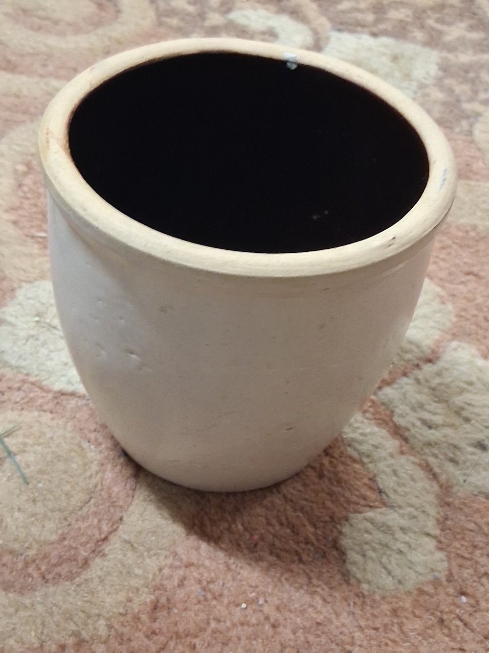 Neutral White 5×5" Stoneware Planter Pot with Matte Black Interior
